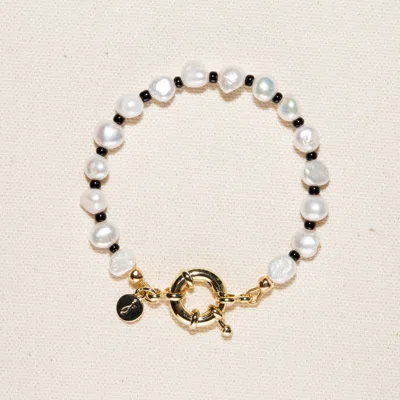 Joey Baby Victoria Pearl And Black Beads Bracelet In Multi