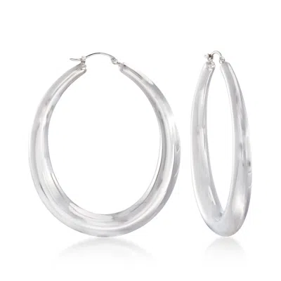 Ross-simons Sterling Silver Large Oval Hoop Earrings In White