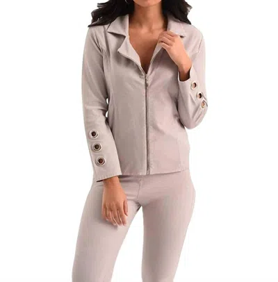 French Kyss Carter Moto Grommet Jacket In Slate In Grey
