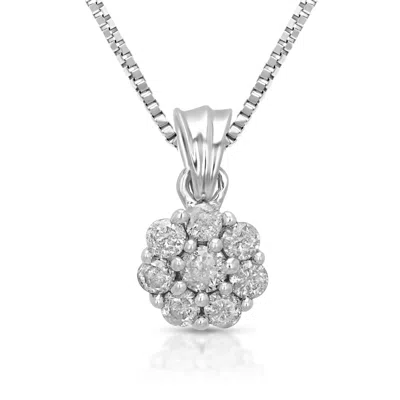 Vir Jewels 0.15 Cttw Diamond Cluster Pendant Necklace 14k White Gold With 18 Inch Chain In White