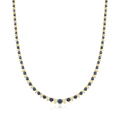 Ross-simons Sapphire And Diamond Tennis Necklace In 18kt Gold Over Sterling In Multi