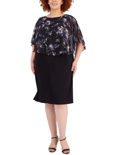 Connected Apparel Plus Womens Floral Midi Cocktail And Party Dress In Multi