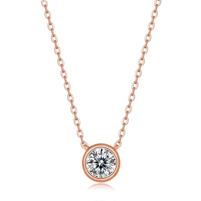 Stella Valentino Sterling Silver 18k Rose Gold Plated With 1ct Lab Created Moissanite Necklace In Gold