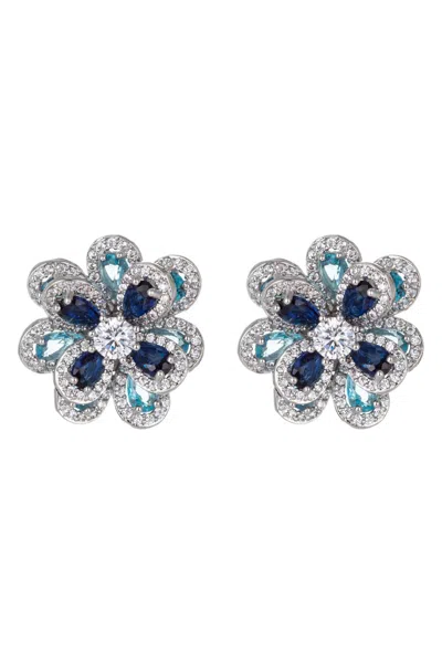 Eye Candy La Women's Luxe Silvertone & Cubic Zirconia Flower Stud Earrings In Multi