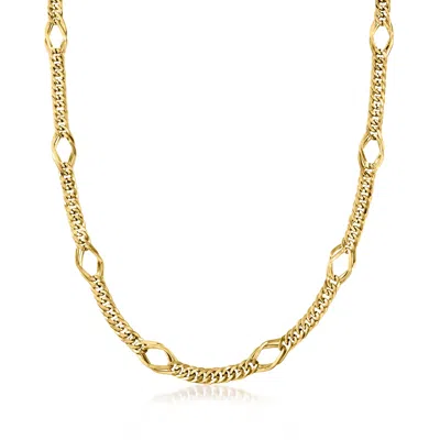 Ross-simons 14kt Yellow Gold Geometric Oval-link Necklace In Multi