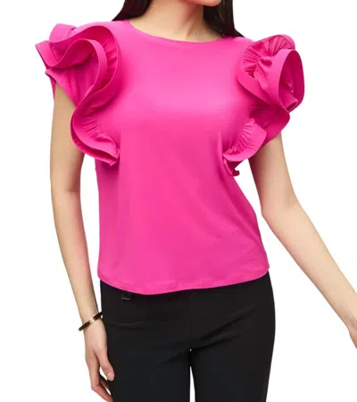 Joseph Ribkoff Ruffle Sleeve Top In Ultra Pink In Multi