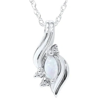 Pompeii3 1/4ct Marquise Opal Fancy Diamond Solitaire Accent Pendant 14k White Gold In Multi