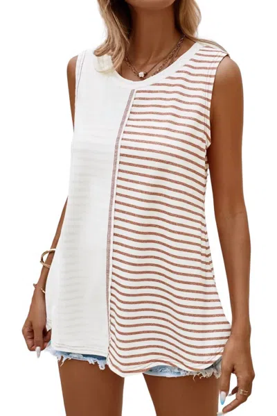 Little Daisy Closet Stripe Colorblock Tank Top In Red/white In Multi