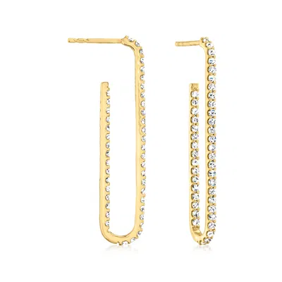 Ross-simons Diamond Inside-outside Paper Clip Hoop Earrings In 14kt Yellow Gold In White