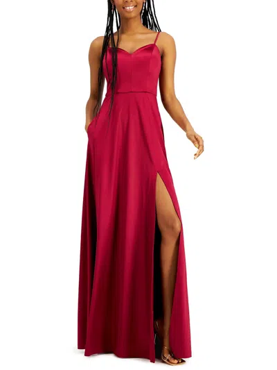 City Studio Juniors Womens Satin Sleeveless Evening Dress In Multi