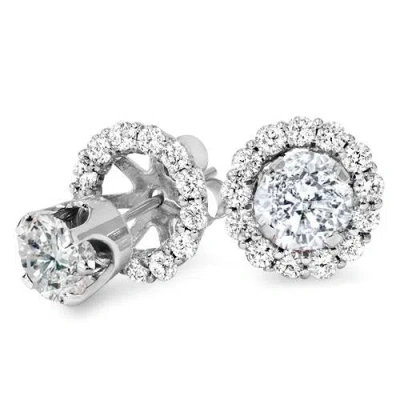 Pompeii3 1.55ct Diamond Studs & Earring Halo Jackets 14k White Gold In Multi