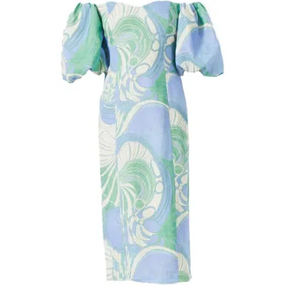 Rhode Karima Dress In Periwinkle Deco Surf Grande In Multi