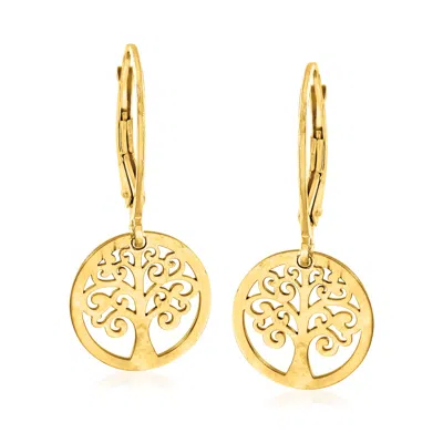 Ross-simons Italian 14kt Yellow Gold Tree Of Life Drop Earrings In Yellow