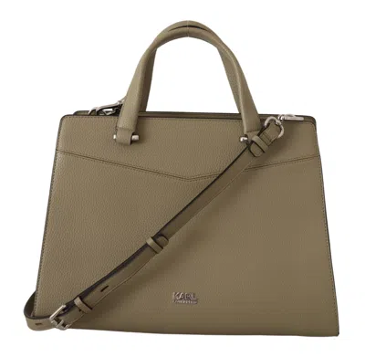 Karl Lagerfeld Enchanting Sage Green Leather Tote In Green