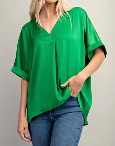 Glam V-neck High-low Top In Kelly Green In Multi