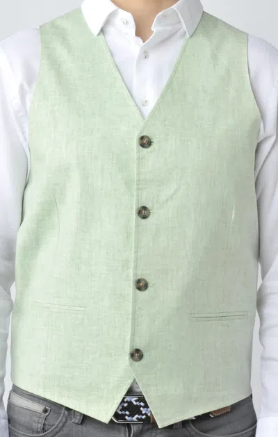 Luchiano Visconti Pale Green Vest In Multi