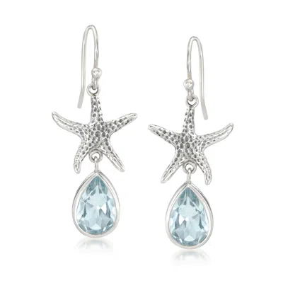 Ross-simons Sky Blue Topaz Bali-style Starfish Drop Earrings In Sterling Silver In Blue