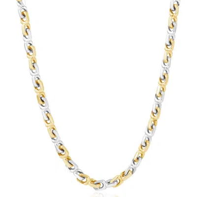 Pompeii3 Men's 14k Gold (46gram) Or Platinum (86gram) 5.5mm Link Chain Necklace 18" In Silver