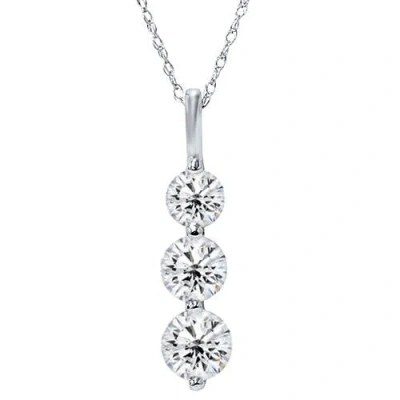 Pompeii3 3/4ct 3 Stone Diamond Pendant 14k White Gold In Multi
