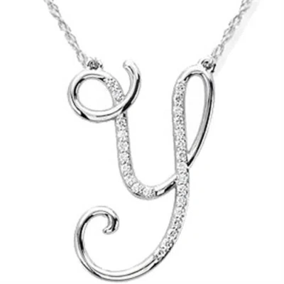 Pompeii3 1/4ct Diamond "y" Initial Pendant 18" Necklace 14k White Gold In Multi