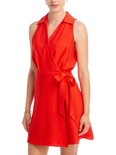 Vince Camuto Womens Faux-wrap Mini Shirtdress In Multi