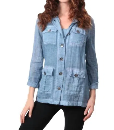 Angel Oil Wash Hooded Button-up Cardigan In Denim In Multi