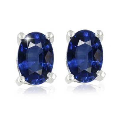 Pompeii3 1 1/4ct Oval Blue Sapphire Studs 14k White Gold In Multi