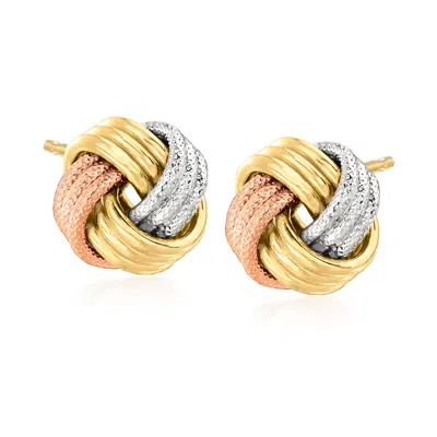 Ross-simons Italian 14kt Tri-colored Gold Love Knot Earrings In Multi