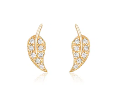 Ariana Rabbani Diamond Leaf Earrings Yellow Gold In Gold