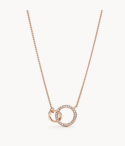 Fossil Women's Rose Gold Stainless Steel Pendant Necklace In Pink