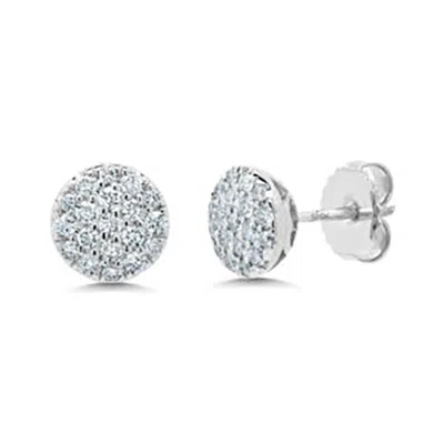 Diana M. 14k White Gold 0.50ct Diamond Cluster Pave Circle Earrings In White