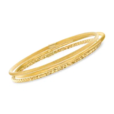 Ross-simons Italian 14kt Yellow Gold Multi-finish Jewelry Set: 3 Bangle Bracelets In Multi