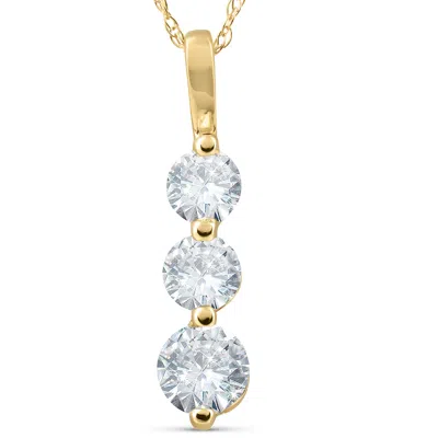 Pompeii3 1ct Three Stone Past Present Future Diamond Pendant 14k Yellow Gold In Multi