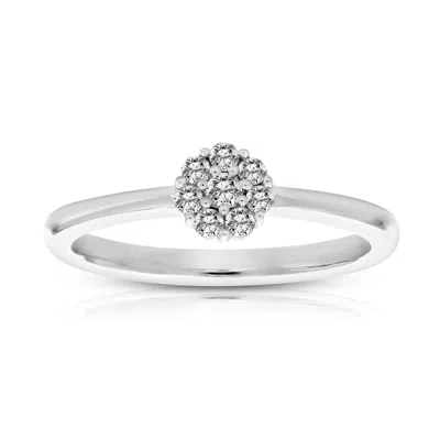 Vir Jewels 0.15 Cttw 7-stone Diamond Cluster Composite Ring 10k White Gold Bridal In Silver
