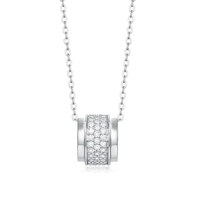 Stella Valentino Sterling Silver With .7 Ctw. Lab Created Moissanite Triple Row Circular Eternity Pendant Necklace In White