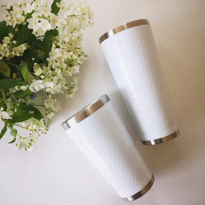 Minimal Stainless Steel Vacuum Insulated Tumbler Set Of 6 - 430 ml - White In Multi