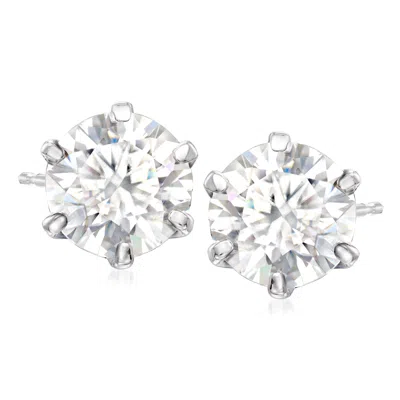 Ross-simons Moissanite Stud Earrings In Sterling Silver In White