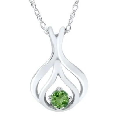 Pompeii3 Solitaire Peridot Pendant 10k White Gold In Multi