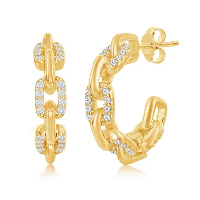 Shop Simona Sterling Silver 18mm Cz Paperclip Open Hoop Earrings - Gold Plated