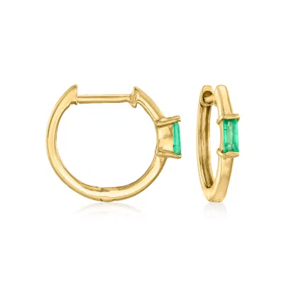 Rs Pure Ross-simons Emerald Huggie Hoop Earrings In 14kt Yellow Gold In Green