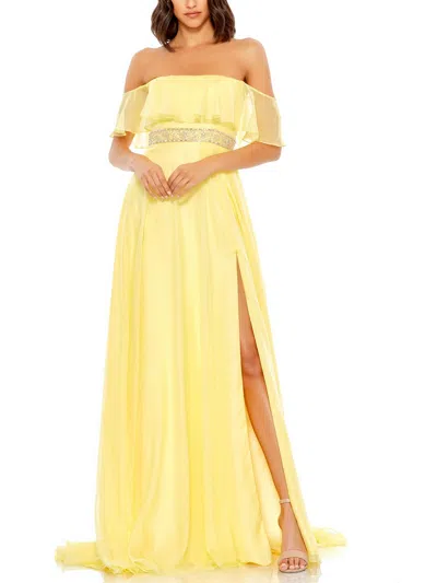 Mac Duggal Womens Chiffon Off-the-shoulder Evening Dress In Multi