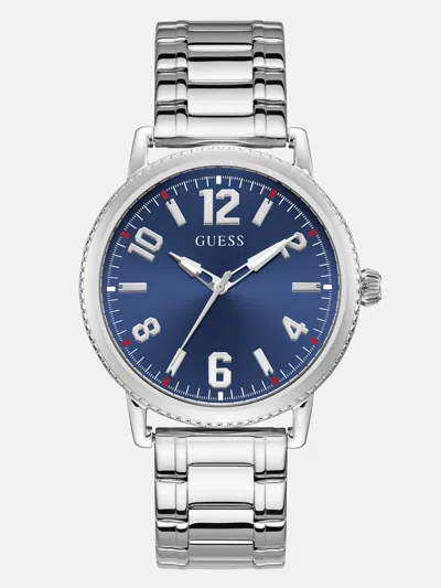 Guess Factory Silver-tone And Blue Analog Watch In Multi