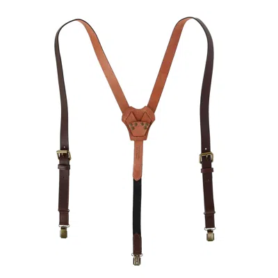 Crookhorndavis The Bristol Clip End Leather Braces With Elastic Backstrap In Brown