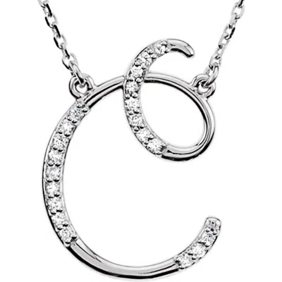 Pompeii3 1/4ct Diamond "c" Initial Pendant 18" Necklace 14k White Gold In Multi