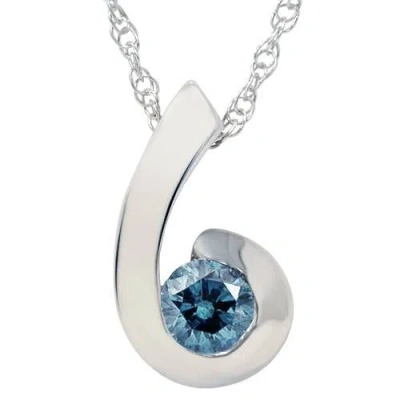 Pompeii3 1/4ct Blue Diamond Solitaire Pendant 14k White Gold In Multi