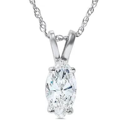 Pompeii3 1ct Fancy Marquise Diamond Solitaire Pendant 14k White Gold In Multi