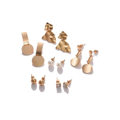 Sohi Gold-toned Contemporary Studs Earrings In Gold