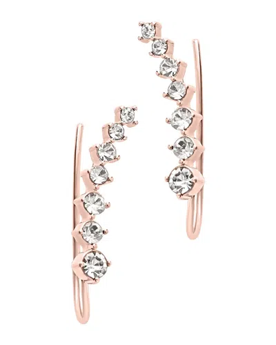 Sterling Forever 14k Rose Gold Plated Cz Graduated Crawler Earrings In Multi