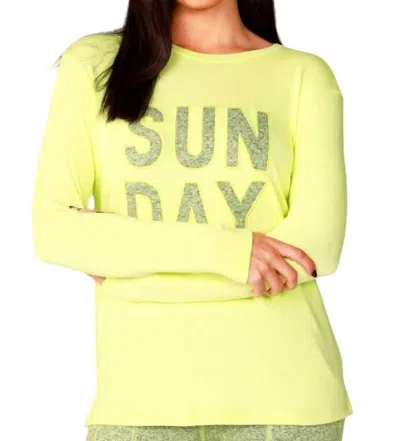 French Kyss Long Sleeve Sunday Crew Top In Lime In Multi