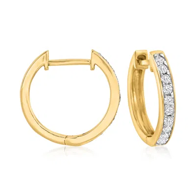 Ross-simons Diamond Huggie Hoop Earrings In 14kt White Gold In White